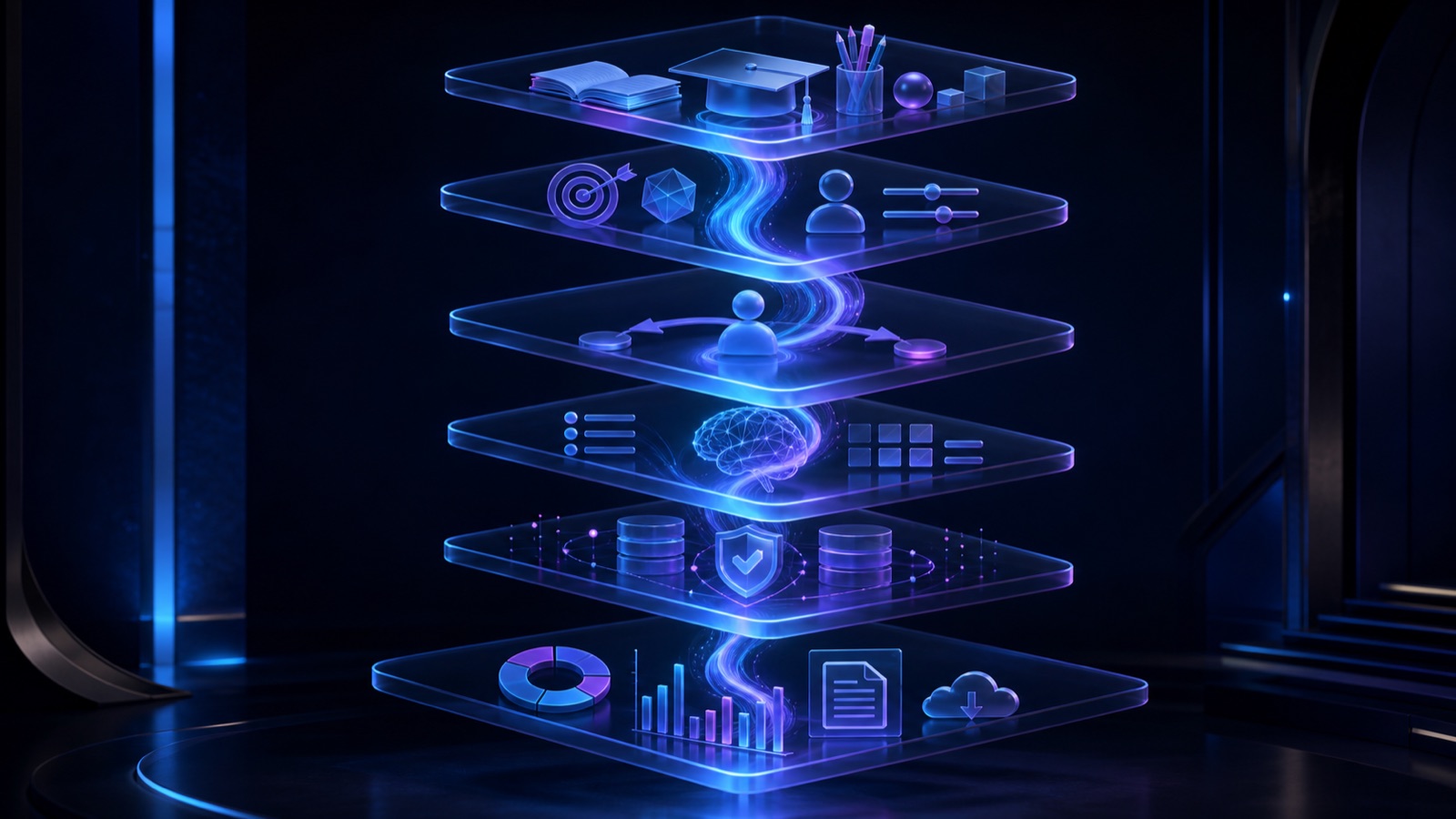 The connected layers of a dynamic learning simulation platform