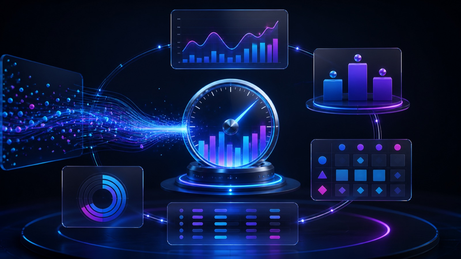 A flexible metric engine producing charts, rankings, comparisons, and exports